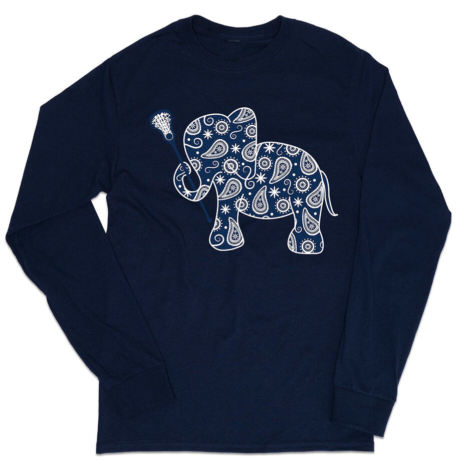 Girls Lacrosse Tshirt Long Sleeve - Lax Elephant - Personalization Image