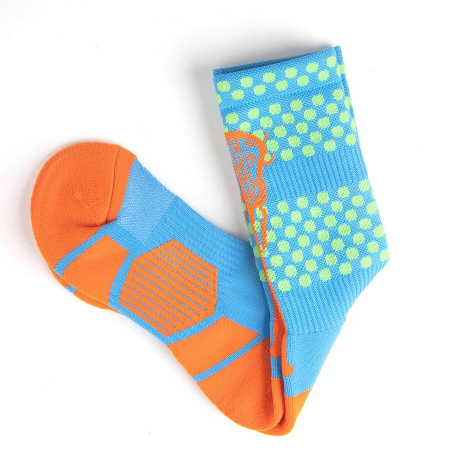 Girls Lacrosse Woven Mid-Calf Socks - Tropic (Blue/Green/Orange ...