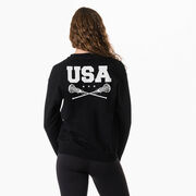 Girls Lacrosse Crewneck Sweatshirt - USA Girls Lacrosse (Back Design)