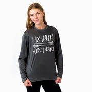 Girls Lacrosse Long Sleeve Performance Tee - Lax Hair Don't Care