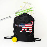 Girls Lacrosse Drawstring Backpack Patriotic LuLa the Lax Dog