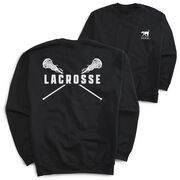 Girls Lacrosse Crewneck Sweatshirt - Lacrosse Crossed Girl Sticks (Back Design)