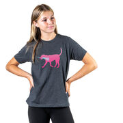 Girls Lacrosse Short Sleeve T-Shirt LuLa the Lax Dog (Pink)