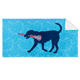 Girls Lacrosse Premium Beach Towel - LuLa The Lax Dog Tie-Dye
