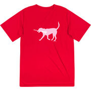 Girls Lacrosse Short Sleeve Performance Tee - LuLa the Lax Dog(Pink)