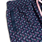 Girls Lacrosse Lounge Pants - Lacrosse Stick Herringbone (Pink)