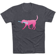 Girls Lacrosse Short Sleeve T-Shirt LuLa the Lax Dog (Pink)