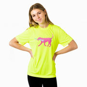 Girls Lacrosse Short Sleeve Performance Tee - LuLa the Lax Dog(Pink)