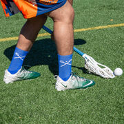Lacrosse Woven Mid-Calf Socks - Crossed Sticks (Blue)