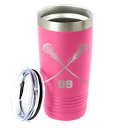 Girls Lacrosse 20 oz. Double Insulated Tumbler - Personalized Crossed Sticks