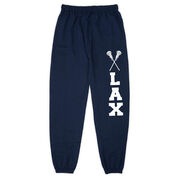 Girls Lacrosse Fleece Sweatpants - Lax With Crossed Sticks