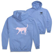 Girls Lacrosse Hooded Sweatshirt - LuLa the Lax Dog (Pink) (Back Design)