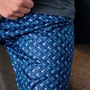 Guys Lacrosse Lounge Pants - Lacrosse Stick Herringbone (Green)