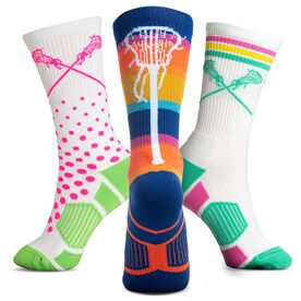 Girls Lacrosse Woven Mid-Calf Sock Set - Hat Trick
