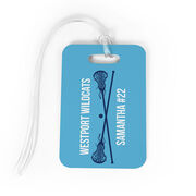 Girls Lacrosse Bag/Luggage Tag - Personalized Text with Crossed Sticks