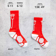 Lacrosse Woven Mid-Calf Socks - Single Stick (Red/White)