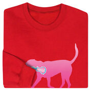 Girls Lacrosse Crewneck Sweatshirt - LuLa the LAX Dog (Pink)