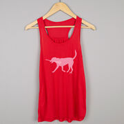 Girls Lacrosse Flowy Racerback Tank Top - LuLa the LAX Dog (Pink)