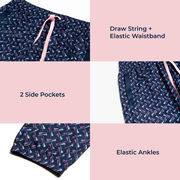 Girls Lacrosse Lounge Pants - Lacrosse Stick Herringbone (Pink)