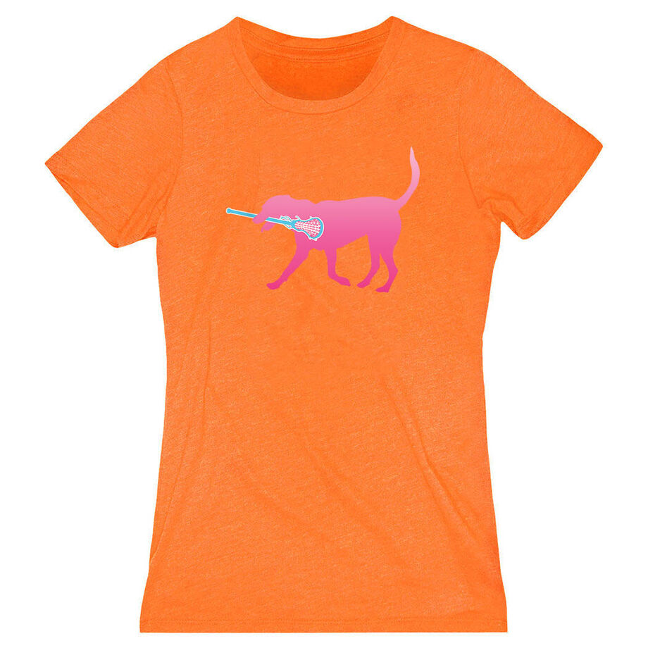 Girls Lacrosse Women's Everyday Tee - LuLa the Lax Dog (Pink)