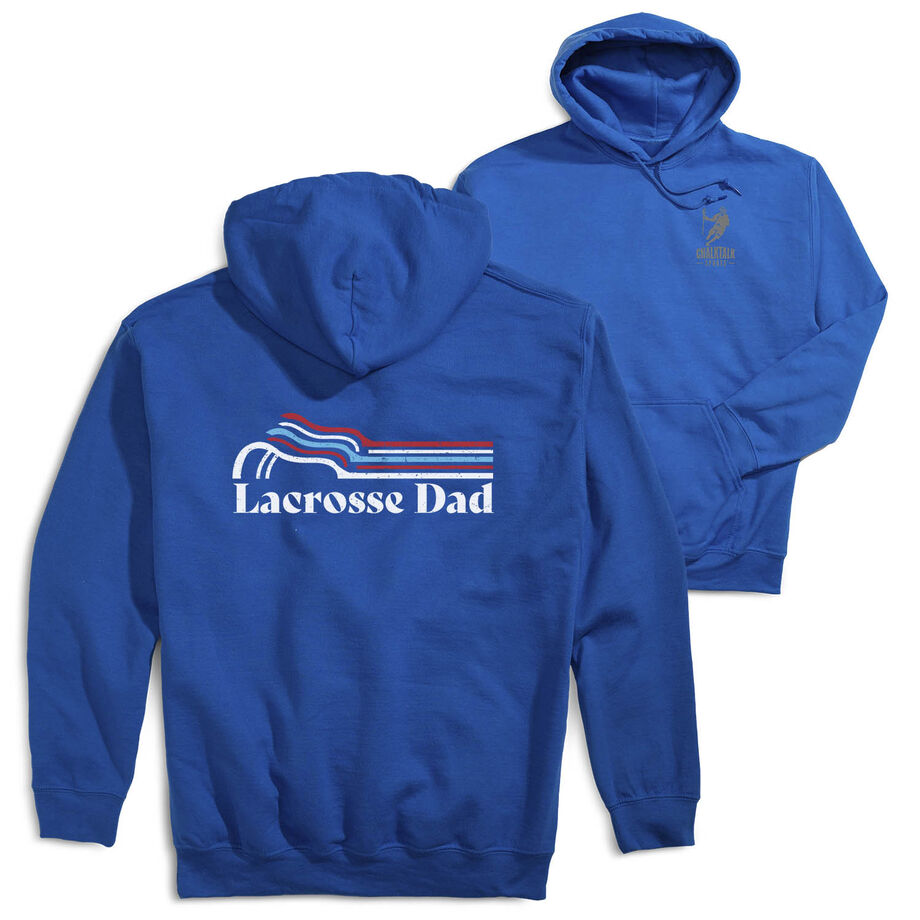 Guys Lacrosse Hooded Sweatshirt - Lacrosse Dad Sticks (Back Design)