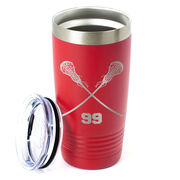 Girls Lacrosse 20 oz. Double Insulated Tumbler - Personalized Crossed Sticks