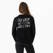 Girls Lacrosse Crewneck Sweatshirt - Lax Hair Don't Care (Back Design)