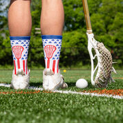 Lacrosse Woven Mid-Calf Socks - American Lax (Red/White/Blue)