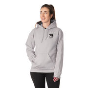 Girls Lacrosse Hooded Sweatshirt - LuLa the Lax Dog (Pink) (Back Design)