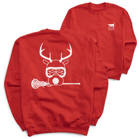 Girls Lacrosse Crewneck Sweatshirt - Lax Girl Reindeer (Back Design)