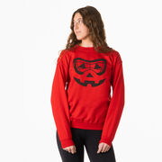 Girls Lacrosse Crew Neck Sweatshirt - Lacrosse Goggles Pumpkin Face