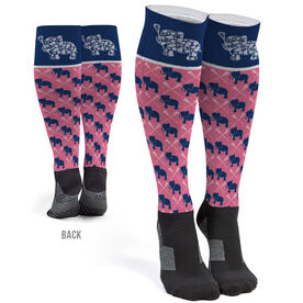 Girls Lacrosse Printed Knee-High Socks - Lax Elephant
