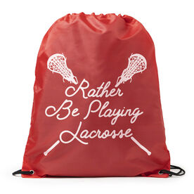 Girls Lacrosse Drawstring Backpack - Rather Be Playing Lacrosse