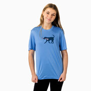 Girls Lacrosse Short Sleeve Performance Tee - LuLa the Lax Dog(Blue)