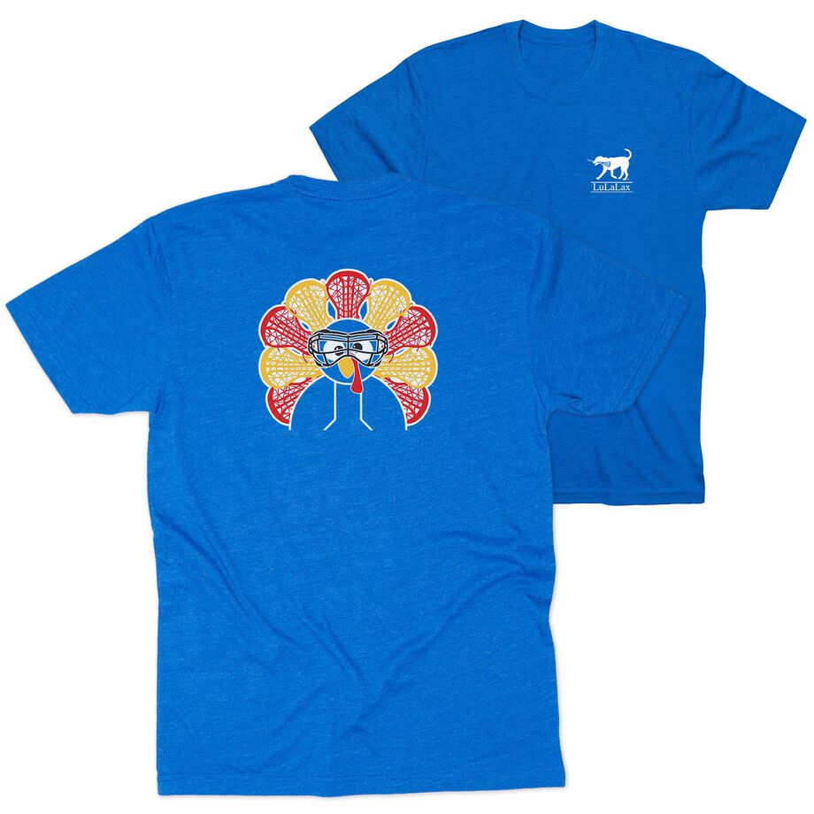 Girls Lacrosse Short Sleeve T-Shirt - Goofy Turkey Player (Back Design)