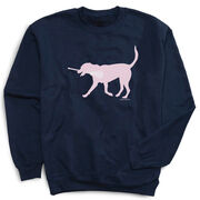 Girls Lacrosse Crewneck Sweatshirt - LuLa the LAX Dog (Pink)