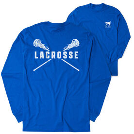 Girls Lacrosse Tshirt Long Sleeve - Crossed Girls Sticks (Back Design)