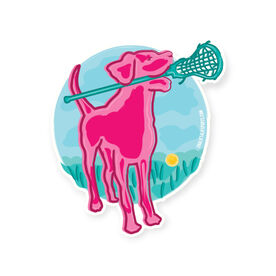 Girls Lacrosse Sticker - Watercolor Lacrosse Dog