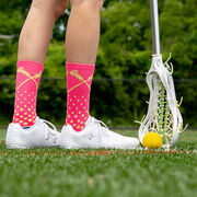Girls Lacrosse Woven Mid-Calf Socks - Malibu (Pink/Yellow/Blue)