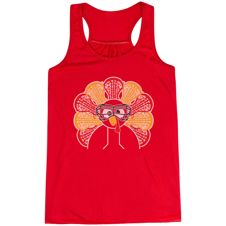 Girls Lacrosse Women's Flowy Racerback Tank Top - Goofy Turkey Player