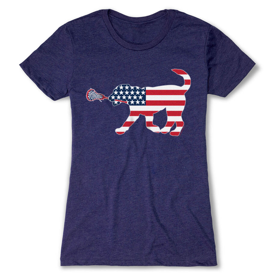 Girls Lacrosse Women's Everyday Tee - Patriotic LuLa the Lax Dog