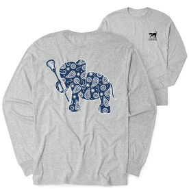 Girls Lacrosse Tshirt Long Sleeve - Lax Elephant (Back Design)