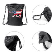 Girls Lacrosse Drawstring Backpack Patriotic LuLa the Lax Dog