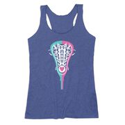 Girls Lacrosse Women's Everyday Tank Top - Lacrosse Stick Heart Pink Teal White