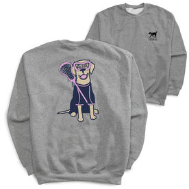 Girls Lacrosse Crewneck Sweatshirt - Lily The Lacrosse Dog (Back Design)