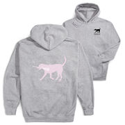 Girls Lacrosse Hooded Sweatshirt - LuLa the Lax Dog (Pink) (Back Design)