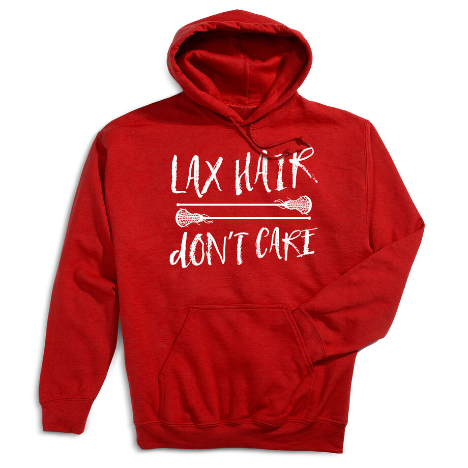 Girls Lacrosse Hooded Sweatshirt - Lax Hair Don't Care - Personalization Image