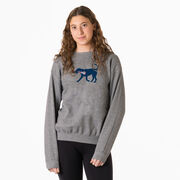 Girls Lacrosse Crewneck Sweatshirt - LuLa The LAX Dog (Blue)