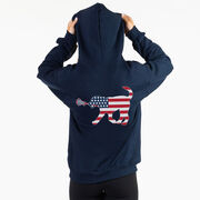 Girls Lacrosse Hooded Sweatshirt - Patriotic LuLa the Lax Dog (Back Design)