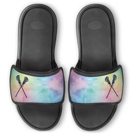 Girls Lacrosse Repwell&reg; Slide Sandals - Watercolor Crossed Sticks